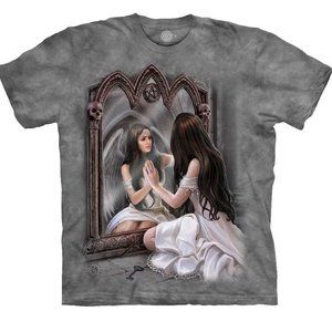 The Mountain Magic Mirror Fairy Angel Skull Key Reflection Gray Shirt 5X